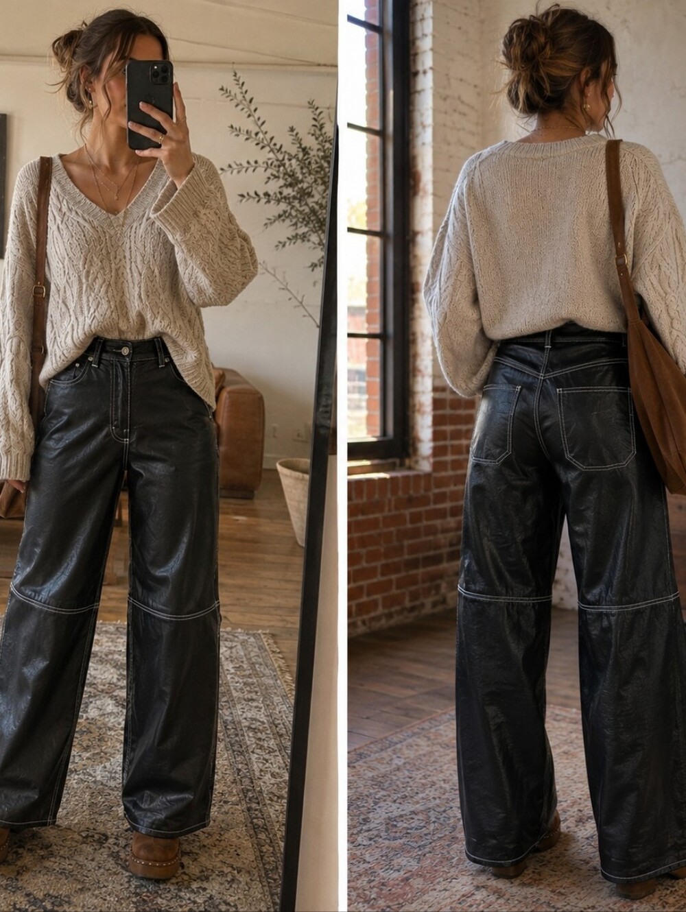 We The Free People The It Factor Vegan Pants Women Size Black High Rise Striaght